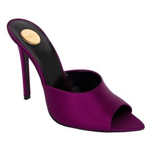 Saint Laurent Goldie Mules In Satin Crepe Purple